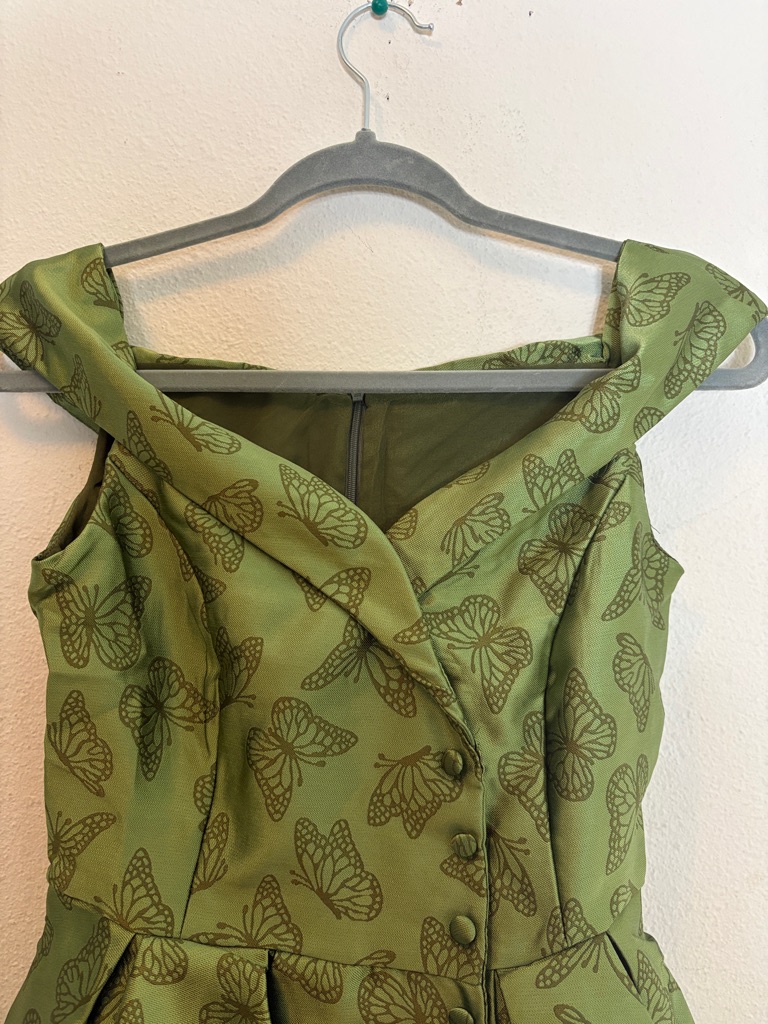 Retro Stage Green 1950s Off-Shoulder Dress-Nwt Armpit 15” Xs — image 3 of 8